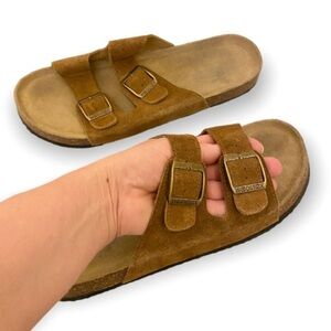 Woodstock “Bert” Leather Strap Cork Comfort Sandals Men’s Sz 9, Brown, Slides